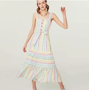 Urban Outfitters San Katy Slub Stripe Maxi Dress Size M